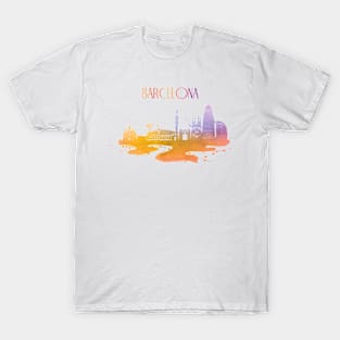 Barcelona Watercolor skyline T-Shirt